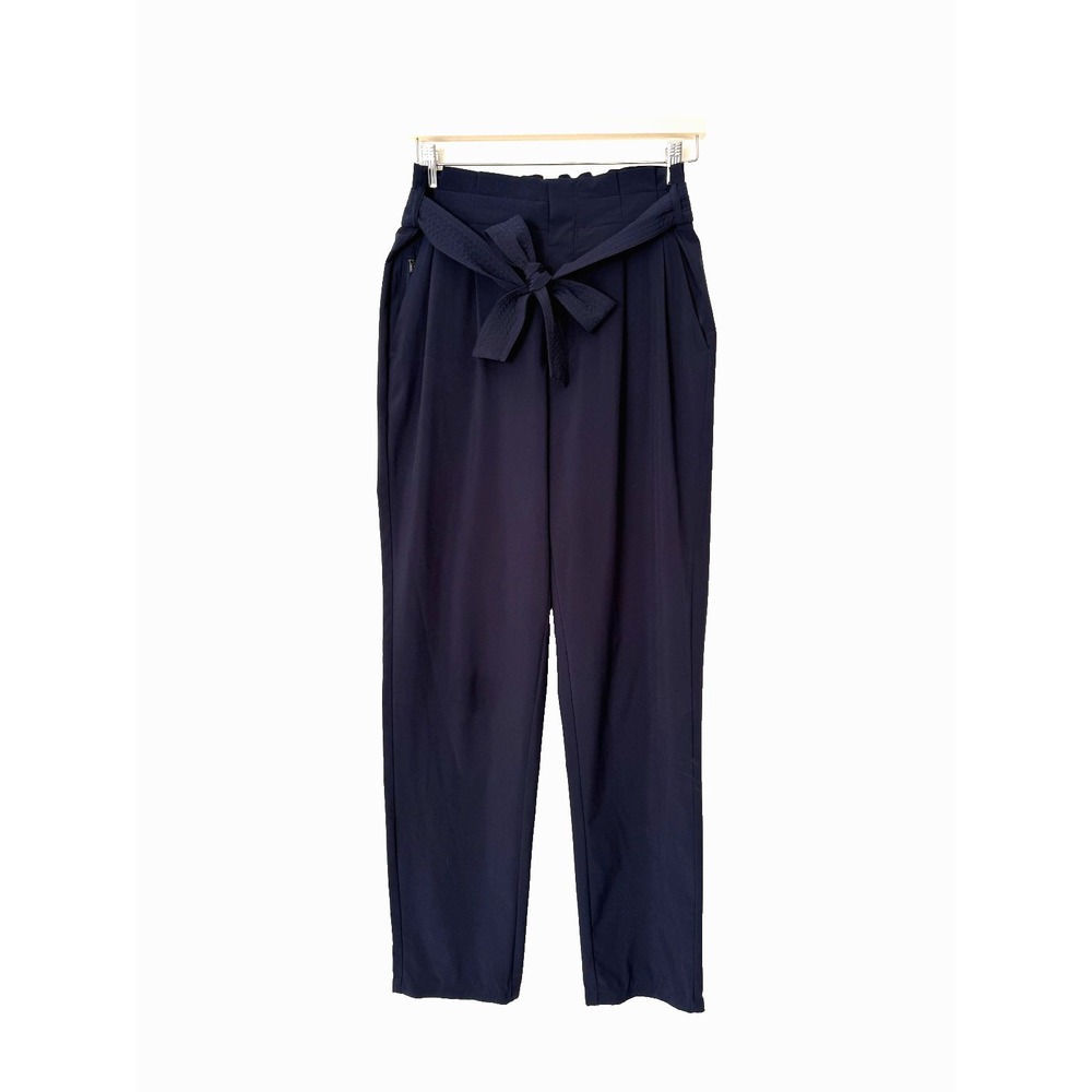Athleta Navy Tie Waist Pants Womens Size 6T Stretch Tapered‎ Ankle Work Casual